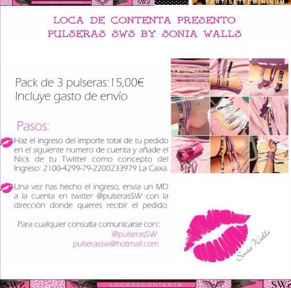 PulserasSW's tweet photo. Aquí les dejo todo explicado. Son 12,5€ las tres y 15€ con los gastos de envíos. Van las tres pulseras juntas 💖💕😘 http://t.co/s9iNXfPZ7P