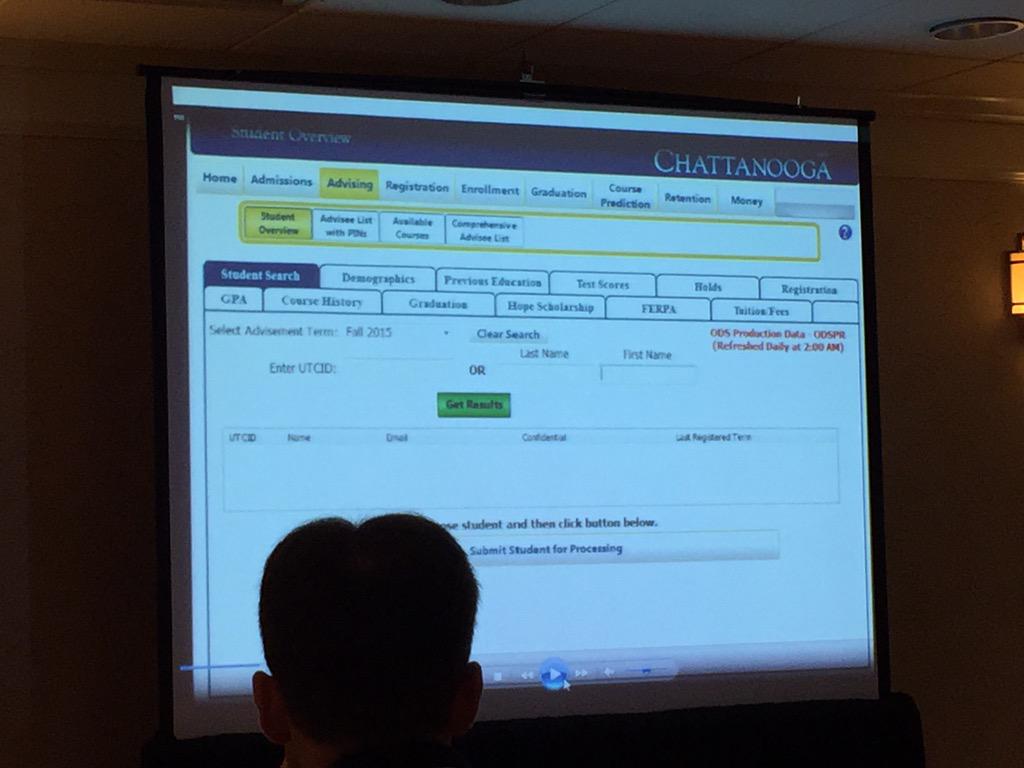 vkenkel's tweet photo. Tonia Martin of @UTChattanooga shows off custom dashb w 3 tab layers to org reports in #evisions Argos. Brilliant! http://t.co/ku8ed72lpr