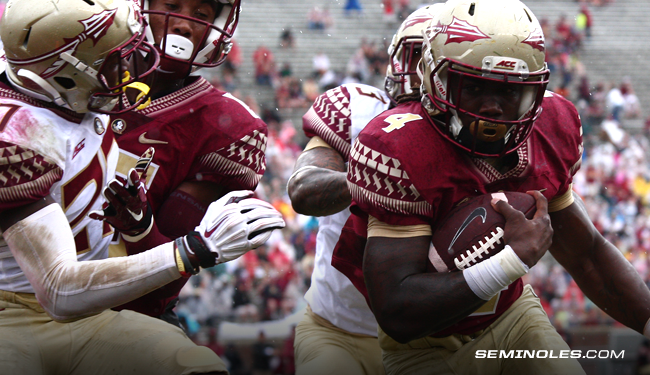 Seminoles's tweet photo. Halftime in the Doak, @FSU_Football Gold leading the Garnet, 24-17. What do you think of the #NolesSpringGame so far? http://t.co/iJ8OwfByZy