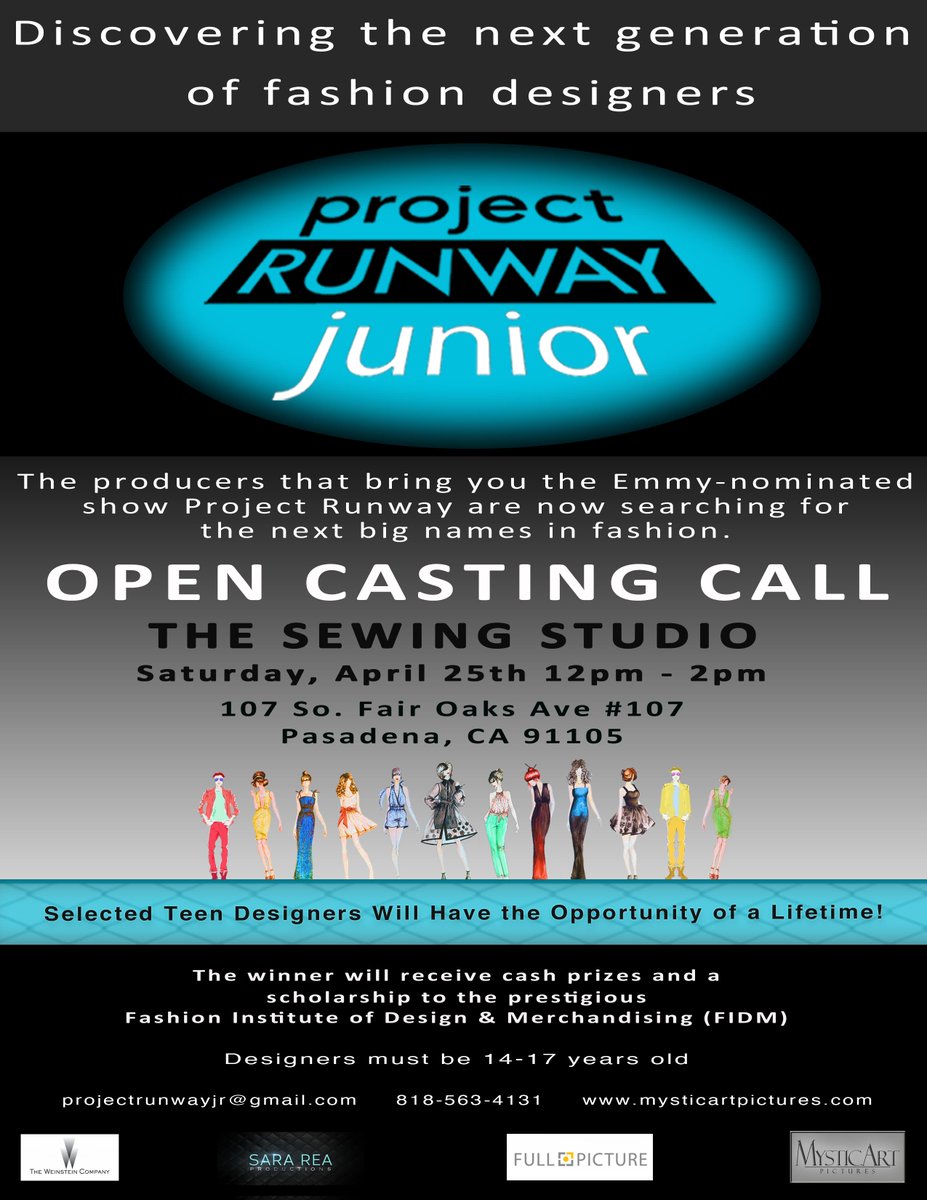 SewingStudio's tweet image. It's finally here!  Come to the casting call for Project Runway Junior at The Sewing Studio in Pasadena April 25th!