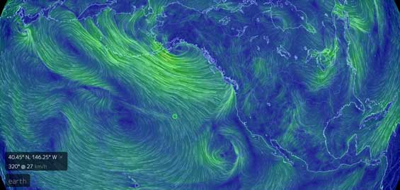 jens4762's tweet photo. There is a big (&amp; green) weather system to the north. There could be 5-7m swell in a couple of days... #TheCrossing http://t.co/yICJ7ADj6B