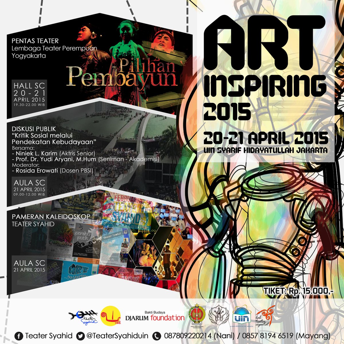 #ArtInspiring2015 cc: <a href="/salihara/">Salihara Arts Center</a> @teaterbangkit28 <a href="/TeaterItem/">Teater Item ISTN</a> <a href="/teaterpagupon/">Teater Pagupon</a> <a href="/sahabatkopiJKT/">Sahabat Kopi Ciputat</a> <a href="/TeaterSembilu/">九江</a>