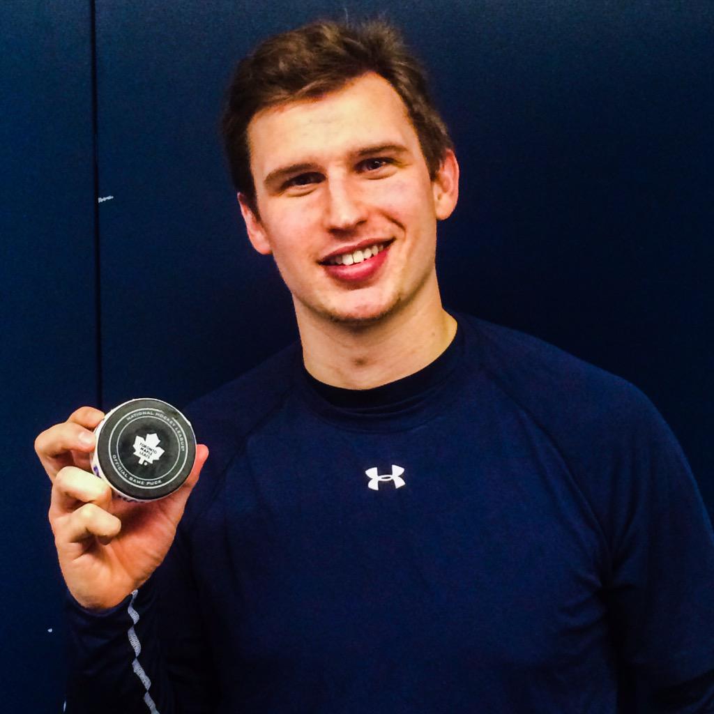 Casey Bailey (<a href="/BailsDeuces5/">Casey Bailey</a>) with the puck he tipped home for his first NHL goal. #TMLtalk