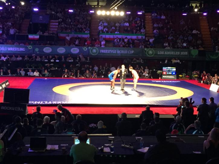 USA vs Russia. Jordan Burroughs taking care of business! #2015WorldCup #PRTC @PennWrestling @DrexelWrestling