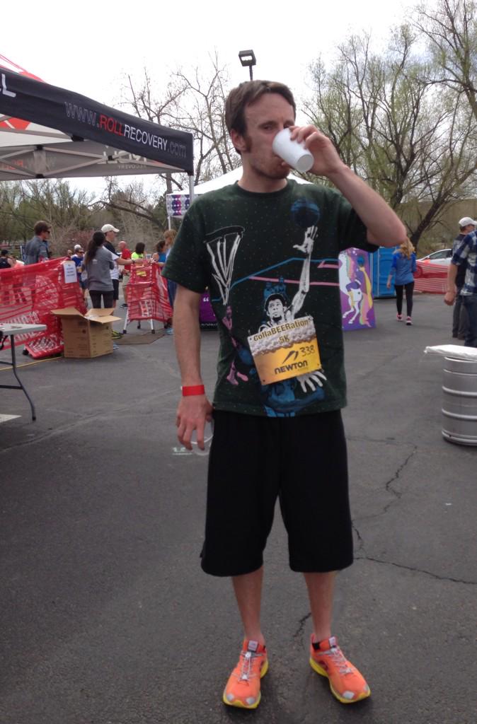 The first #Newton runner to cross the line!  Barely broke a sweat, but boy was he parched #CollaBEERation #ColdBeer