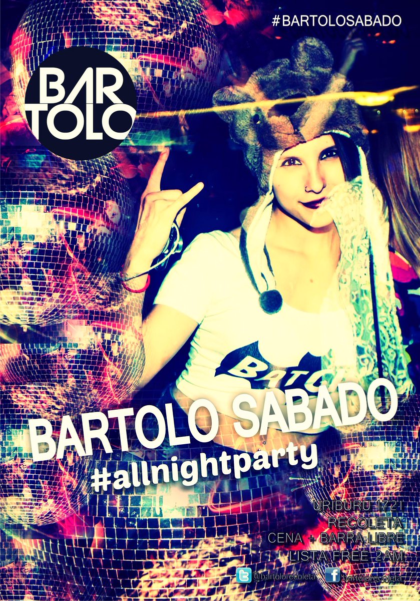 BartoloRecoleta's tweet photo. #BartoloSabados !!
HOY se Sale FUERTE!!! http://t.co/uXftLiOkp9