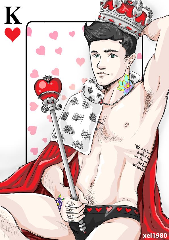 xel1980's tweet photo. So... I did it before bedtime... (it's 2 am tbh) @FuckingJakeBass the King of Hearts. #stupiddrawing #goodnight http://t.co/Do8X0PYAWm