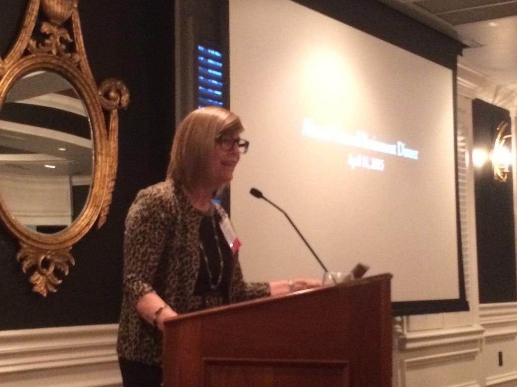 ColgateAlumni's tweet photo. President Terry Egler addressing @gatealumcouncil Retirement Dinner — honoring 12 members leaving the board #gogate http://t.co/cp4YK03Xut