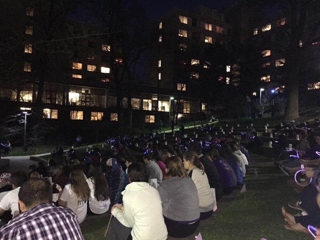 shelld26's tweet photo. Lum ceremony at AU #AmericanRelay http://t.co/KXCXQHGkTA