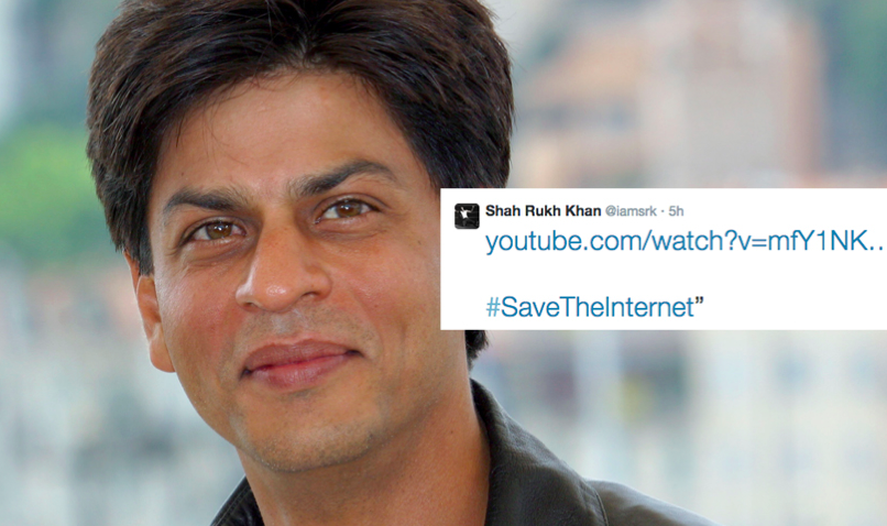 BuzzFeedIndia's tweet photo. Shah Rukh Khan Wants India To Fight For Net Neutrality And #SaveTheInternet http://t.co/D2tNGLw64e @iamsrk http://t.co/Y1NmjMWqNS
