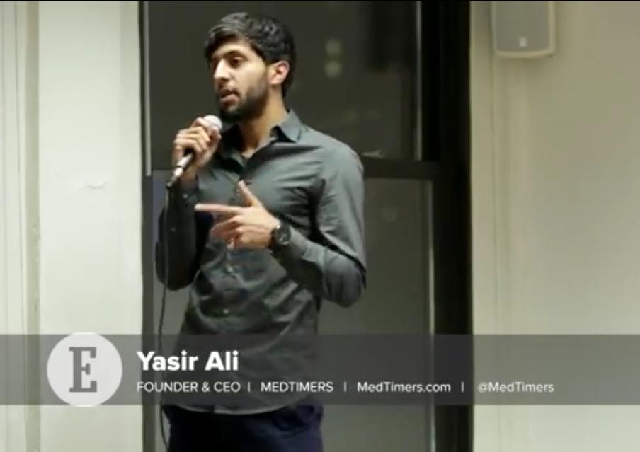 MedTimers's tweet photo. Throwback! CEO, Yasir Ali, pitching at @Entrepreneur's first pitch night event at @AlleyNYC http://t.co/csYJqIJ0bz