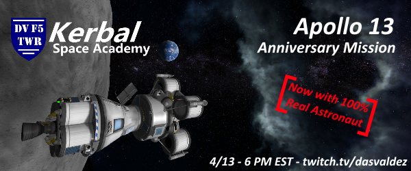 Join KSA &amp; Astronaut @TomJones_astro Mon 4/13 for a special <a href="/Kerbalspacep/">Kerbal Space Program</a> <a href="/Twitch/">Twitch</a> tribute stream to <a href="/NASA/">NASA</a> Apollo 13!