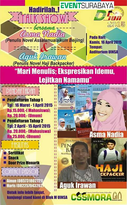 Mari Menulis “Ekspresikan Idemu, Lejitkan Namamu” | 16 Apr 2015 | Info klik ->  bit.ly/1ak7d6U