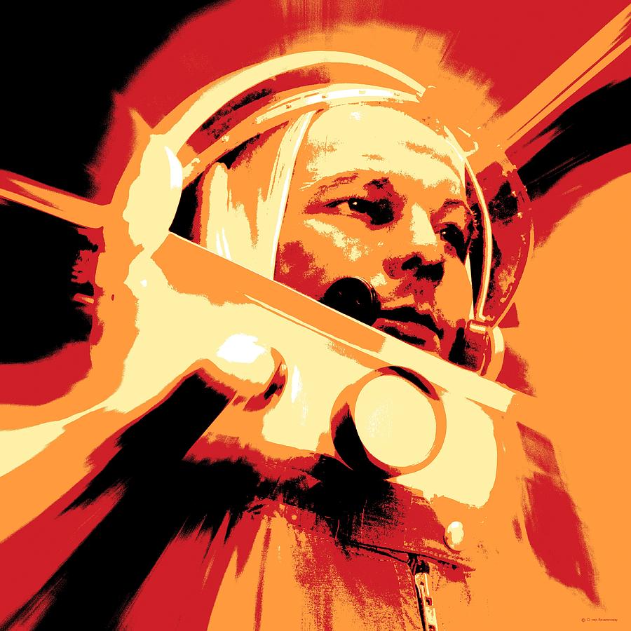 Cmdr_Hadfield's tweet photo. 54 years ago today Yuri Gagarin was the 1st human to leave Earth. I'm 55, &amp; thank him (art by Detlev Van Ravenswaay). http://t.co/F4mIl3s2um