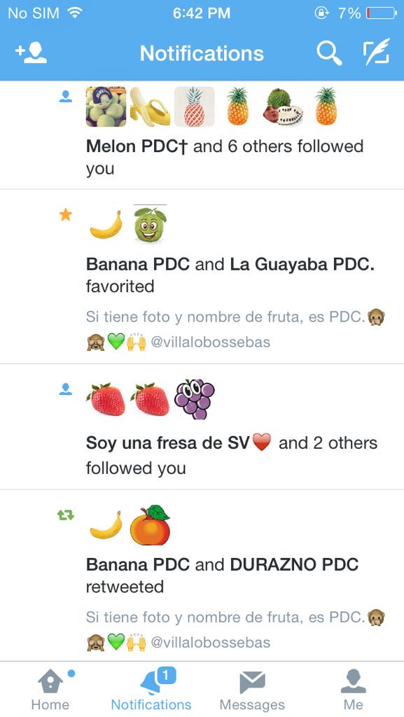 MaritsaRivero_'s tweet photo. Mis notificaciones hace un rato, llenas de frutas😂🙈🙌 #FrutaDeSebas💚 http://t.co/SAeWdMqlaX
