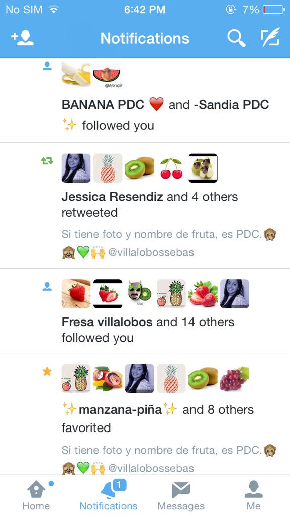 MaritsaRivero_'s tweet photo. Mis notificaciones hace un rato, llenas de frutas😂🙈🙌 #FrutaDeSebas💚 http://t.co/SAeWdMqlaX