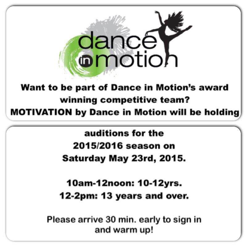 dance_in_motion's tweet photo. Auditions for DIM's competitive team... Saturday May 23rd @ #2-2785 Bourquin Cres. #Abbotsford #dance #motivation http://t.co/BOU4t1k5sq