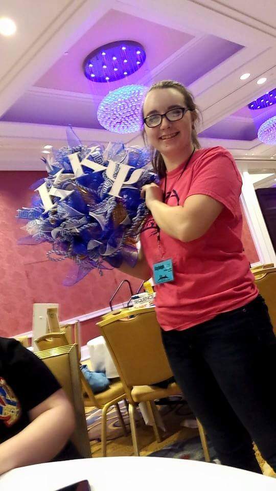 Kayls_Potter's tweet photo. BP representing!! We brought 35 games to Game Night &amp; won this wreath! #BetaRho #wewonsomething #NCDCon15 http://t.co/X8DEMDYup1