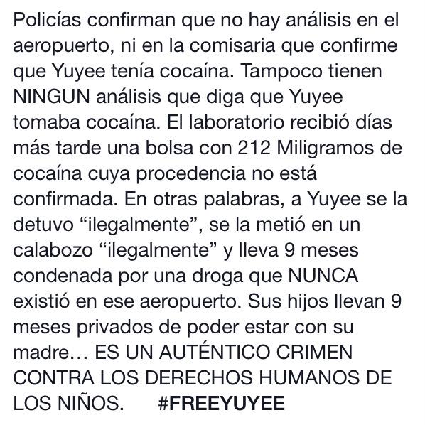 RT!!! Que se entere todo el mundo
Muchas gracias
#FREEYUYEE YA!!!!!