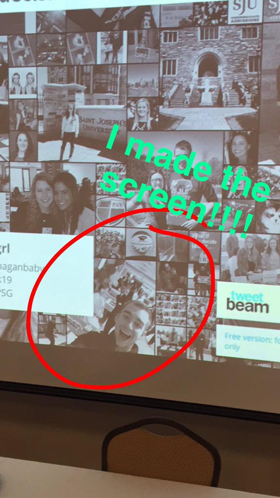 redheadedSTORM's tweet photo. SJU makes dreams come true! I MADE THE BIG SCREEN!!! @SJUAdmissions #SJUdecision http://t.co/g1oJD31fLg