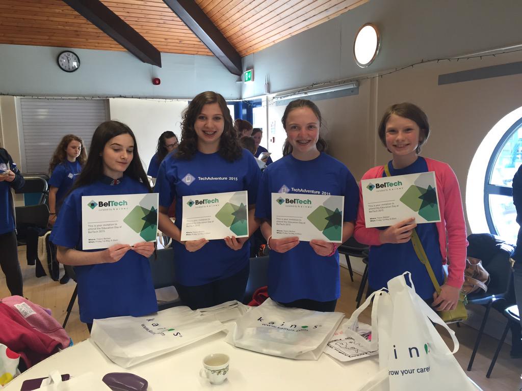 kellym121's tweet image. Winners from @TechAdventureUK with their prizes. Tickets to @beltech2015 education day !