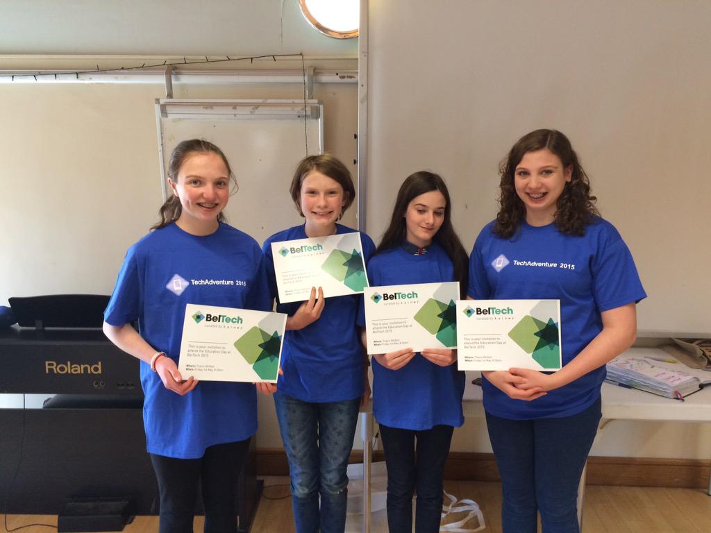 CrothersGemma's tweet image. Our TechAdventure winners with their Beltech invites. Well done girls!!