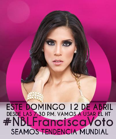 masenmedio's tweet photo. Esta noche nadie se mueva de la TV ni del tuiter! Seamos Tendencia Mundial con el HT #NBLFranciscaVOTO #NBLGranFinal http://t.co/su8rYohDeR