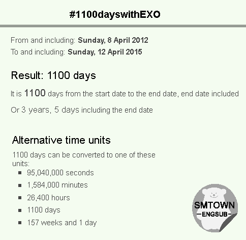 SMTownEngSub's tweet photo. Today (April 12, 2015) marks EXO's 1,100th day since debut #1100dayswithEXO #HappySehunDay #CallMeBaby6thWin http://t.co/9VyjOLmur0