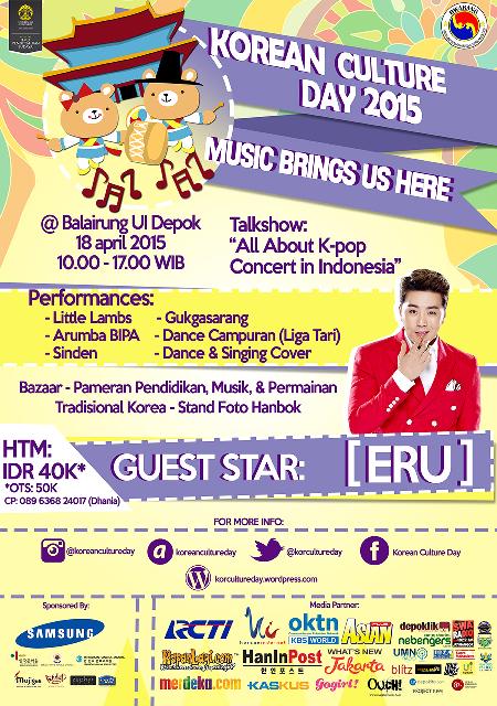 [EVENT] Don't miss it! Korean Culture Day 2015, "Music Brings Us Here". Sab,18 Apr'15 @ Balairung UI.