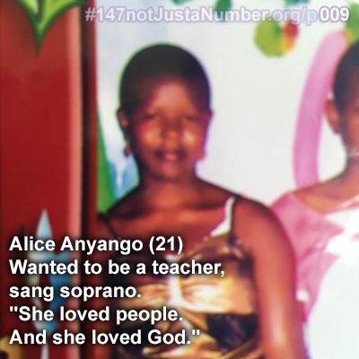 jaypash's tweet image. Alice Anyango

You wanted to be a teacher
You are not forgotten

#GarrissaAttack
#147notJustaNumber #p010
