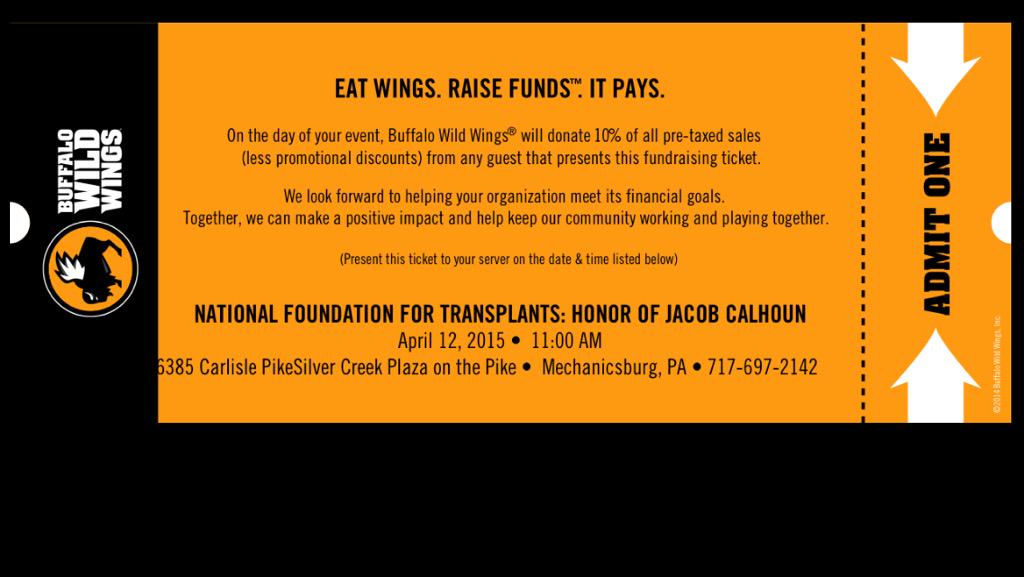 Eat wings, raise funds! Jake will be there  around 11:30, stop &amp; eat, but a calendar!