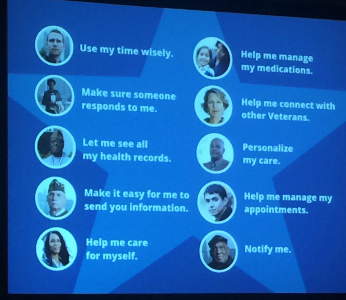 M_Fintelman's tweet photo. What do patients ask for? dr. Shaman Singh, Veterans Affairs,  tells us about Connected Health #DEE15 #HIMSS15 http://t.co/GyfzxBlg8g