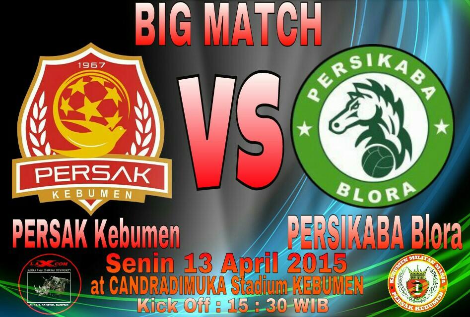 Info <a href="/PERSAK_Kebumen/">Persak Kebumen</a>  vs <a href="/PersikabaBlora/">Persikaba Blora</a> 
(Senin 13 -4-2015) @BUMImania @KebumenSatu <a href="/Karanggayamkbmn/">SEPUTAR KARANGGAYAM</a>  Didukung 100%