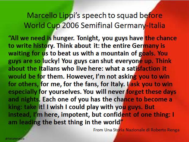 Happy birthday to the most legend of all, Marcello Lippi. Here his speech before Germany-Italy (0-2) in 2006... 