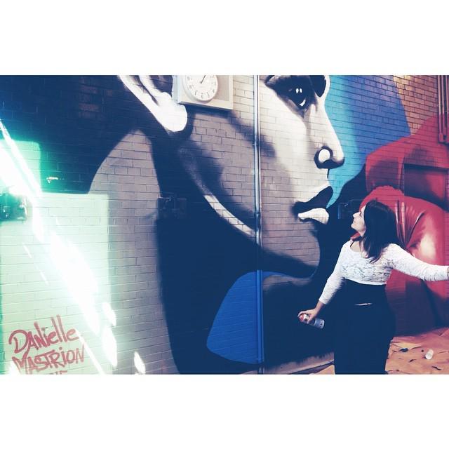 StArtEverywhere's tweet photo. Finishing touches done by @daniellebknyc on her massive mural for #NewDesignHighSchool on the #LES. A fantastic pro… http://t.co/3K4NyRMW1M
