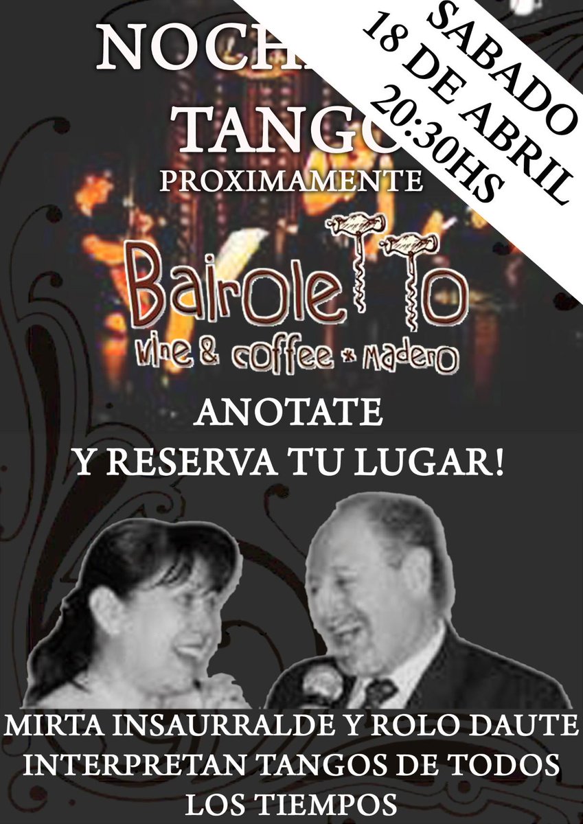 #noche de #tango en <a href="/bairolettoPM/">Bairoletto Madero</a> #cena #puertomadero #buenosaires <a href="/Restorantes/">Los Restaurantes ®</a> RT facebook.com/bairolettomade…