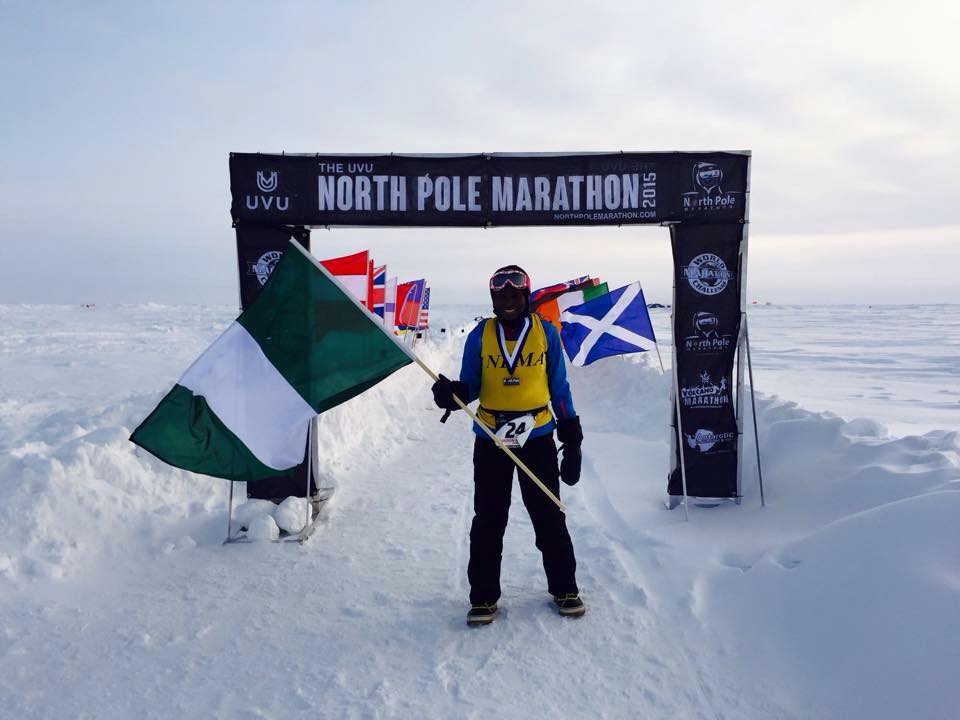 Ebuka's tweet photo. RT @idrisayobello: Congrats to Tee Morgan for finishing the North Pole Marathon the 1st Nigerian on the North Pole!!! http://t.co/h3TywjJmCb