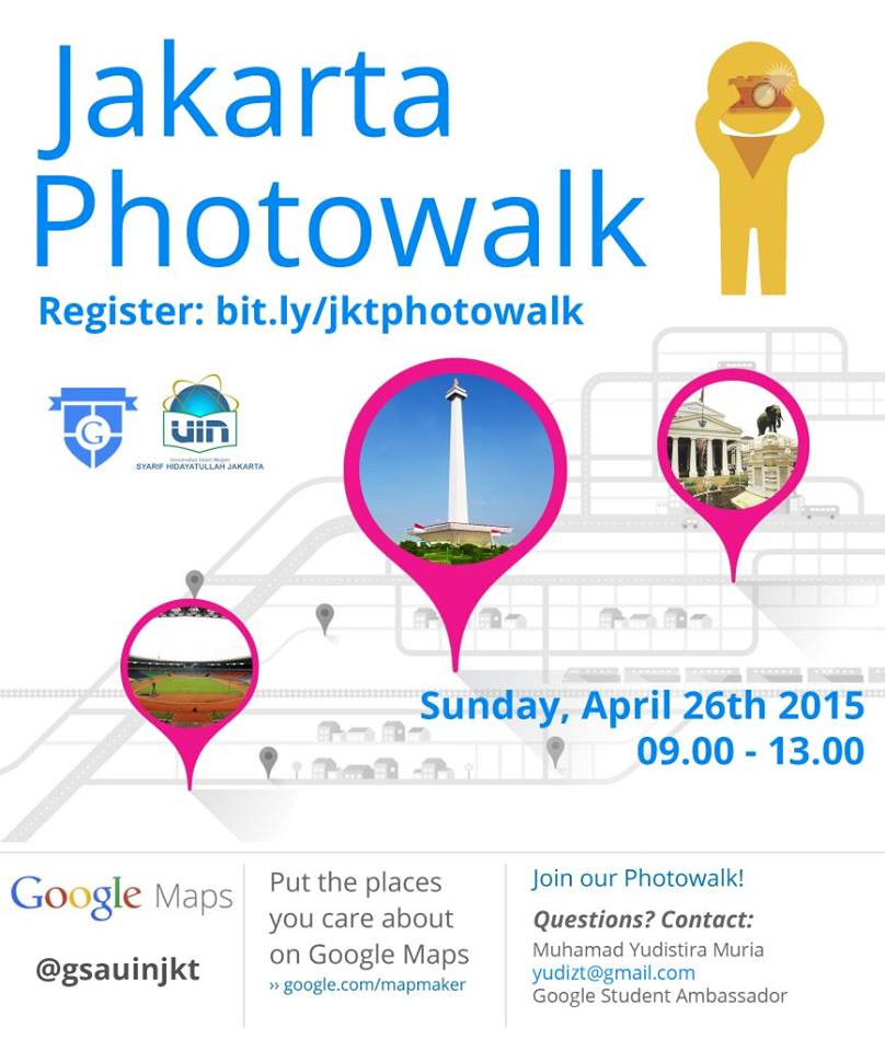 Photowalk kali ini hadir di Jakarta? Suka jalan-jalan di JKT, foto-foto dan paham Google Maps? Segera daftar! :)