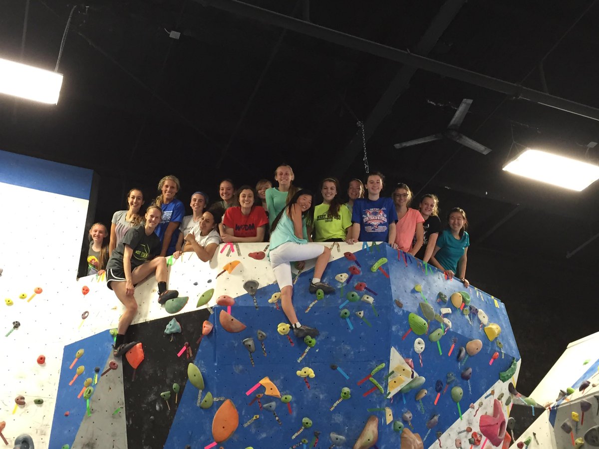 A little team bonding for the girls track team: Bouldering at Crossfit Soaring Ledge in Holland MI.