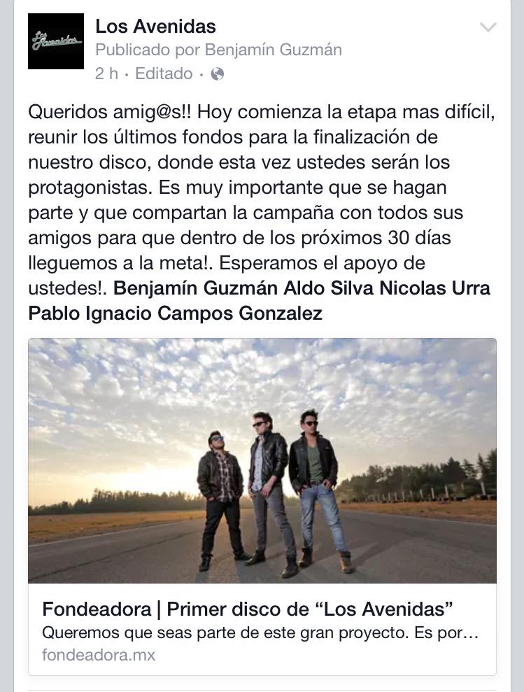 losavenidas's tweet photo. Necesitamos de su ayuda!! entren a este link para saber más! Gracias!! @FondeadoraCL https://t.co/D9hLt5RQfk http://t.co/F7uQo3oNwc
