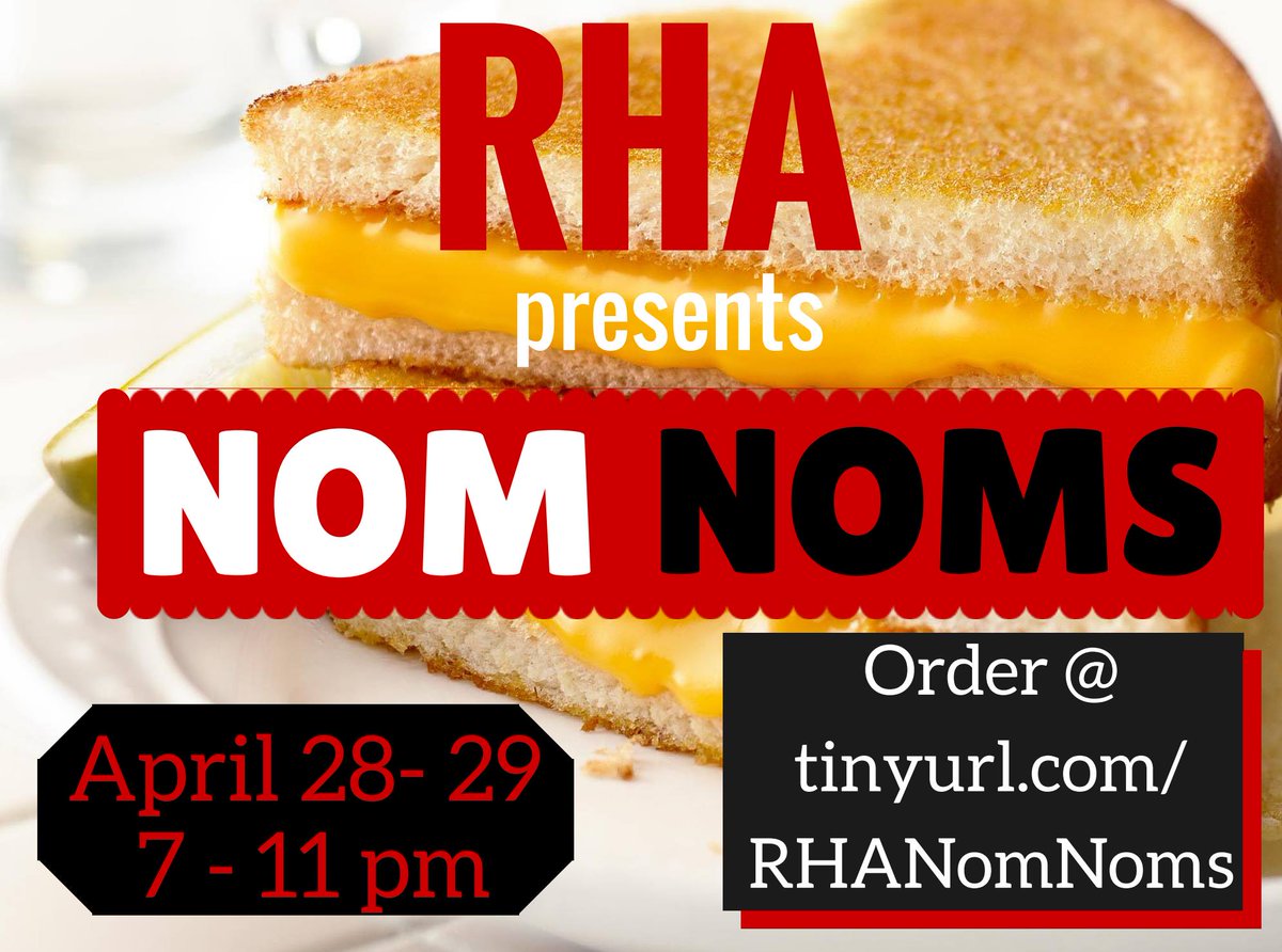 ClarkRHA's tweet image. Nom Noms event coming April 28-29, 7-11pm facebook.com/events/5734513…
order grilled cheeses at: tinyurl.com/RHANomNoms