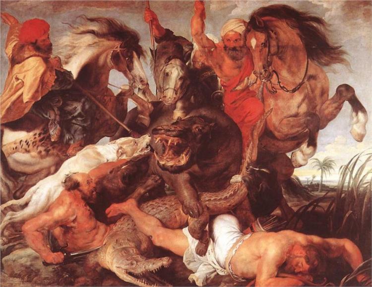 arteaIdia's tweet photo. "Hippopotamus and Crocodile Hunt" (1616), Rubens (Alemania) - Barroco http://t.co/jJjACiOrNp