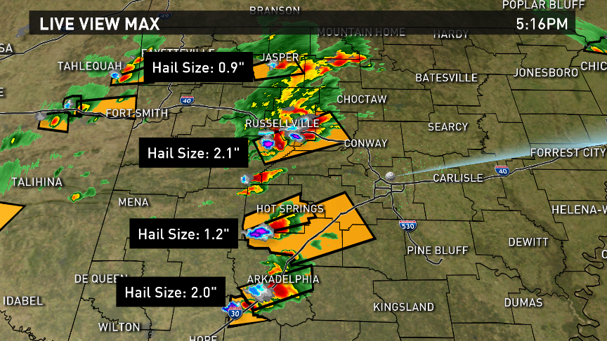 THV11's tweet image. #Russellville, #HotSprings #Arkadelphia storms have hail coming! Seek shelter now &amp;amp; send pics afterwards w/ #BeOn11.