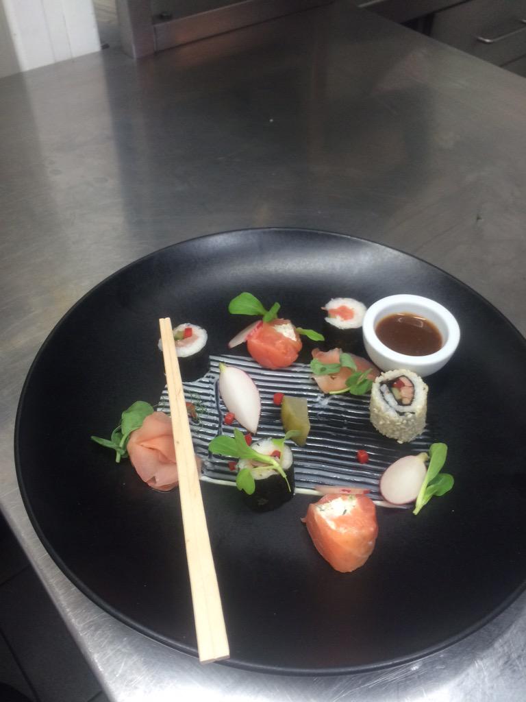 LangsofLongton's tweet photo. An assortment of sushi. http://t.co/fKS9IXCUs4