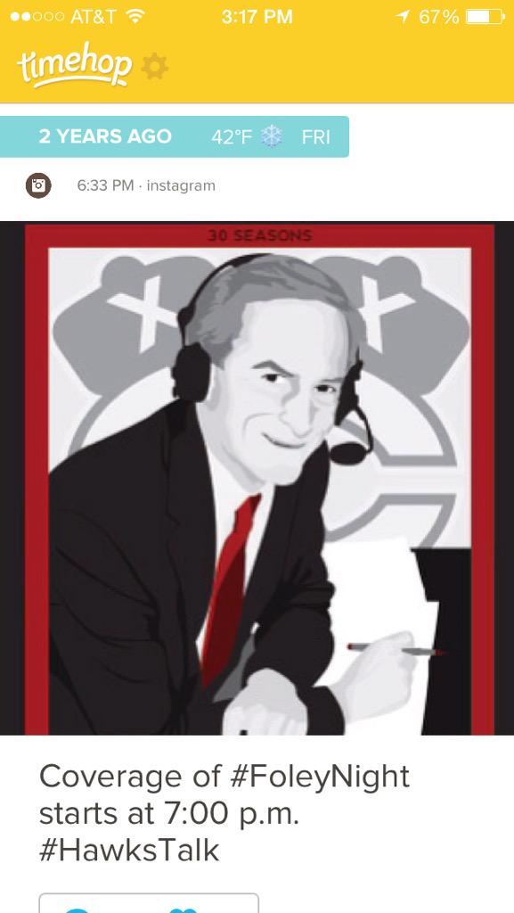 CHSN_Blackhawks's tweet photo. In other awesome news, #FoleyNight was also two years ago! #HawksTalk http://t.co/iT9KUfCRZZ