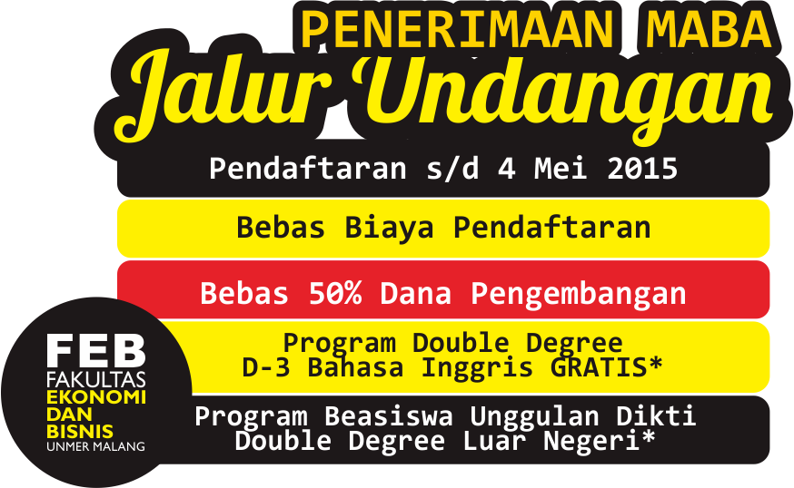 PMB Jalur Undangan free biaya daftar, free double degree, beasiswa✔Daftar skrg ✔Kuota terbatas feb-unmer.com/index.php/2015…