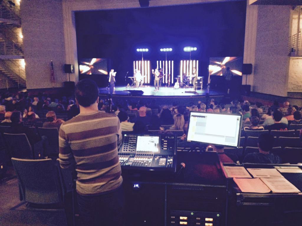 adamcbien's tweet photo. Production team rocking it for campus 5 launch. @ecihonv @NewPointeChurch #HelloWooster #portablechurch #multisite http://t.co/psbyUfAb0T