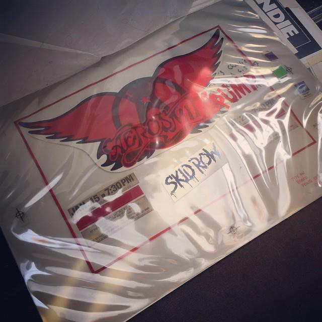 This #aerosmith and #skidrow tour poster from before they designed ads on computers. Each image is laid out on a se…