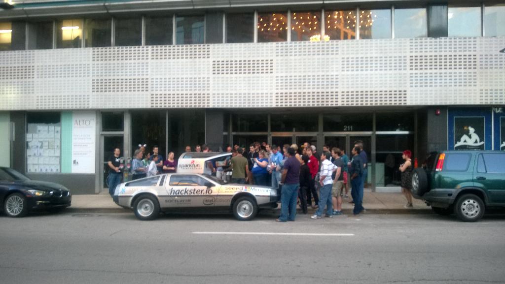 zebular13's tweet image. Demoing the #Delorean #hacks @techwildcatters #hardwareweekend
