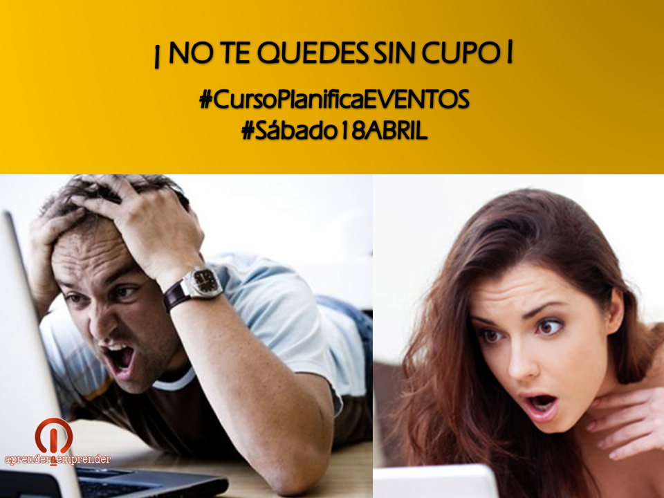 EventoEmprender's tweet photo. #Curso #PlanificaEVENTOS #18Abril. Últimos #cupos! Enlace #Inscripción:
https://t.co/WCDIzWNG6f http://t.co/1GJvTYrZqJ